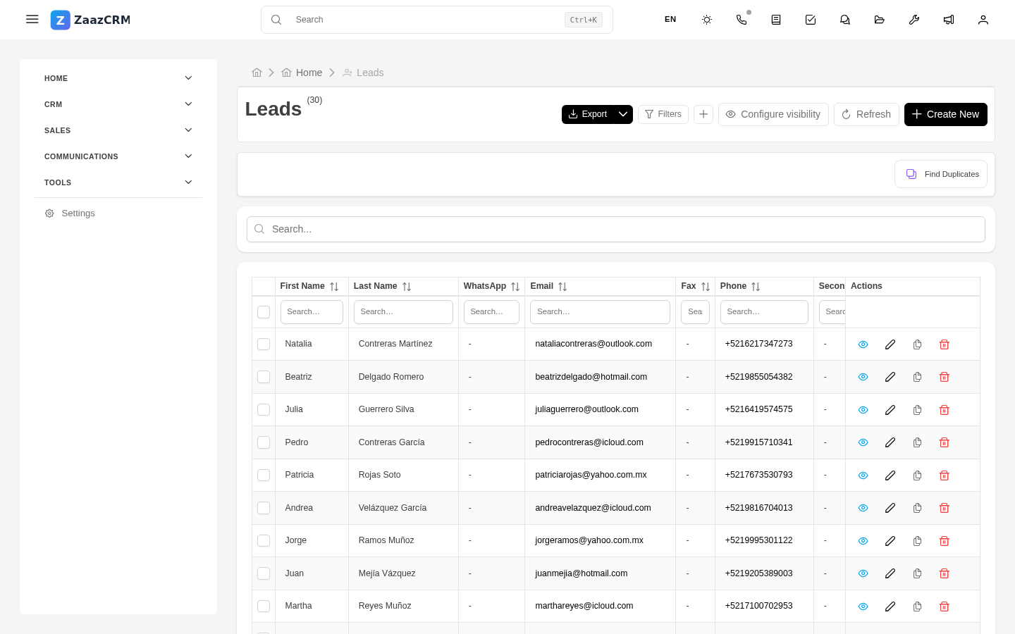 Screenshot: lead creation form with amount and probability fields