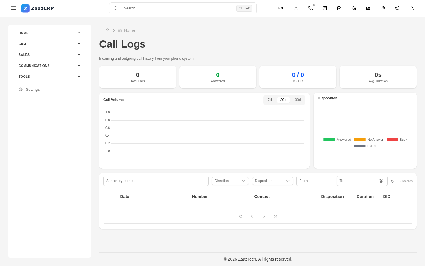 Screenshot: webphone with dial pad and recent calls list