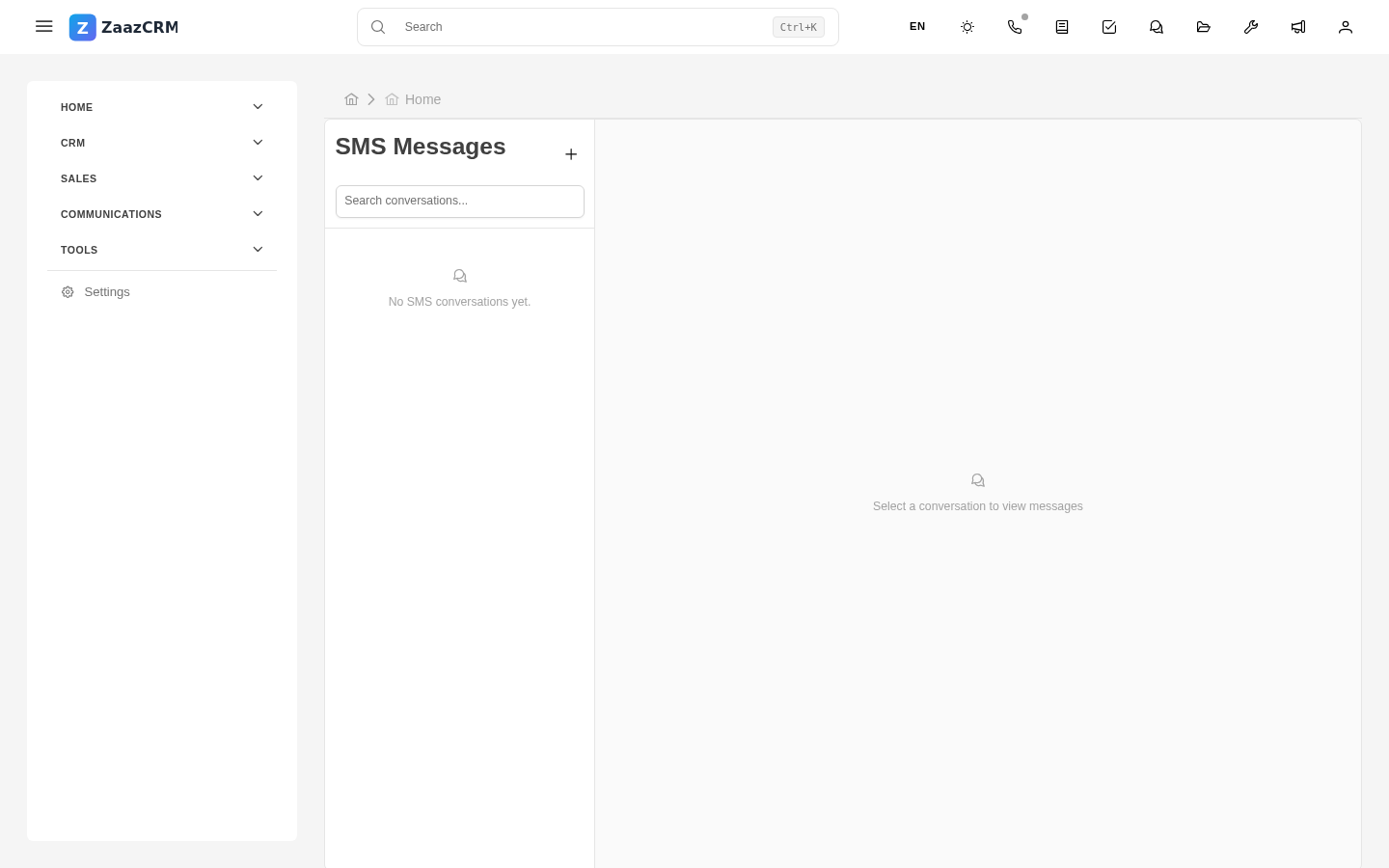 Screenshot: SMS send form with character counter