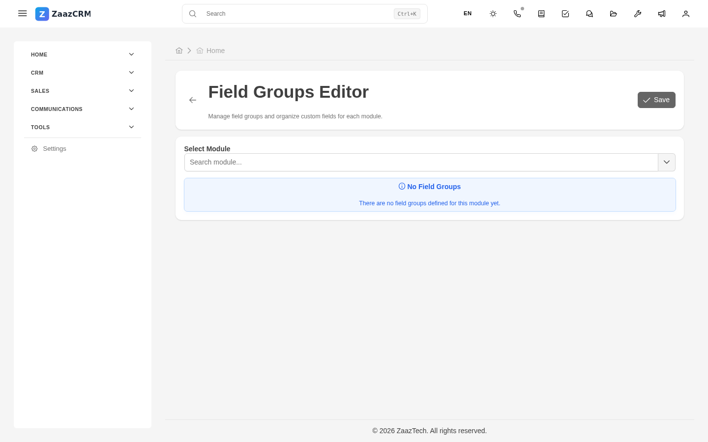 Screenshot: field editor