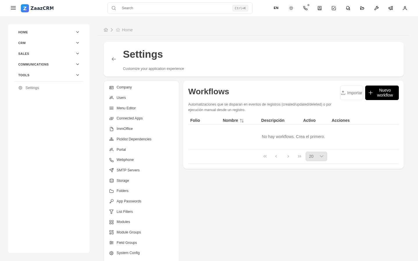 Screenshot: workflow editor