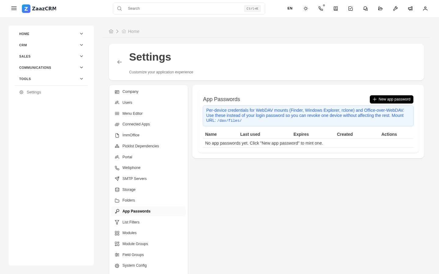Screenshot: creation screen with newly generated token