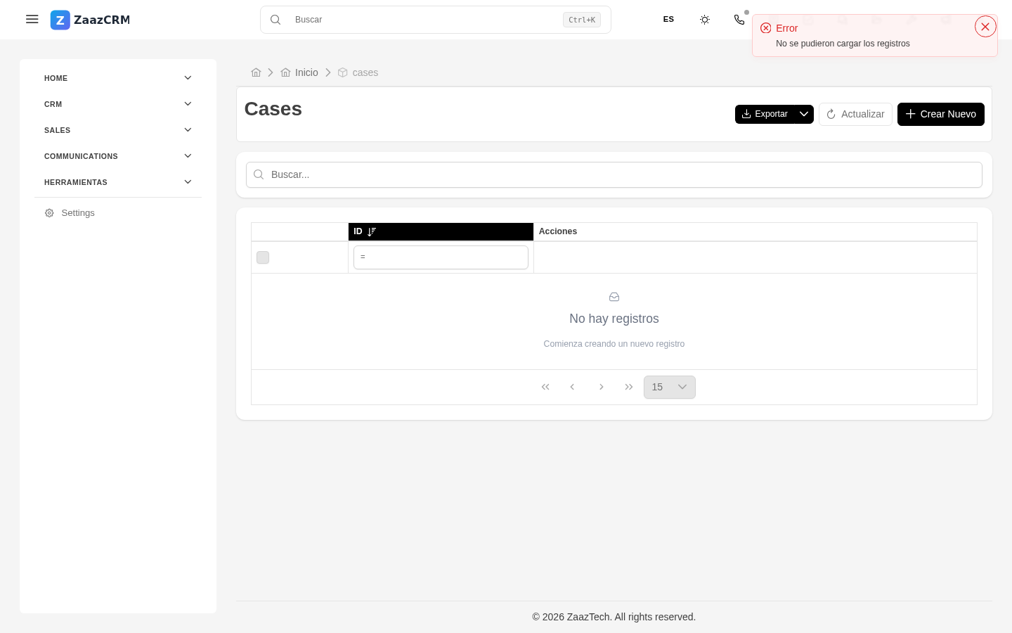 Screenshot: formulario de creación de caso con prioridad y categoría