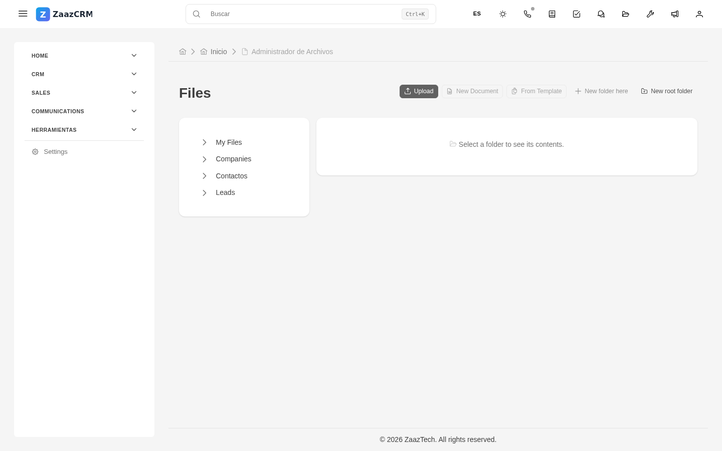 Screenshot: árbol de carpetas automáticas