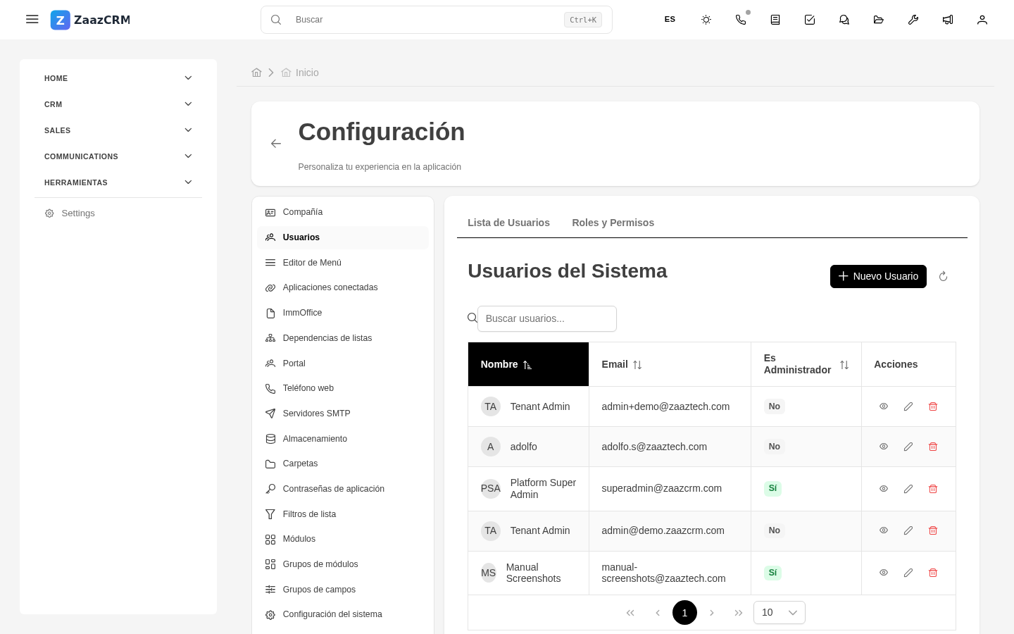 Screenshot: formulario de creación de usuario