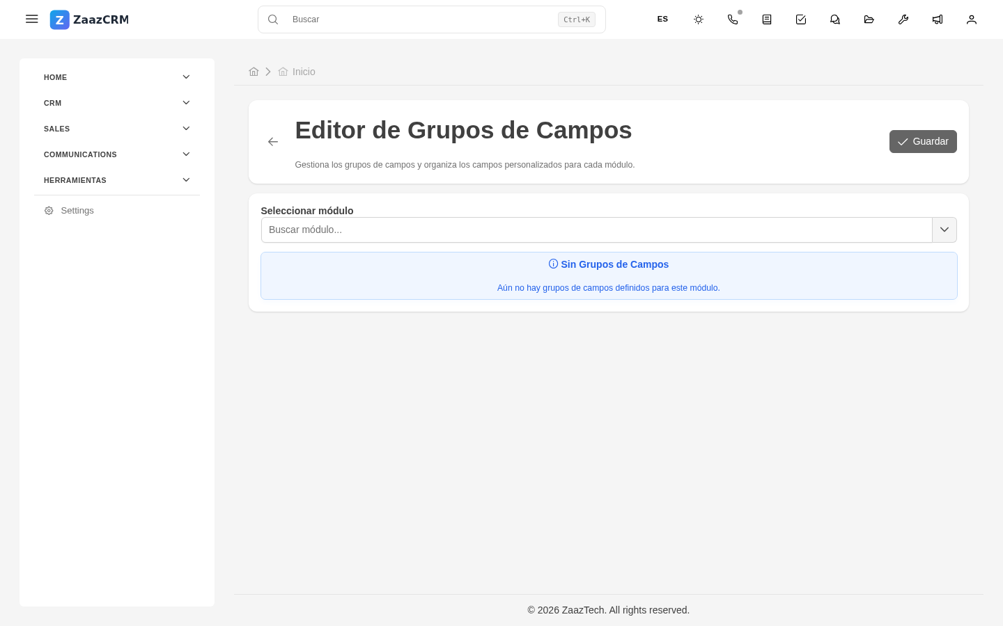 Screenshot: editor de campo