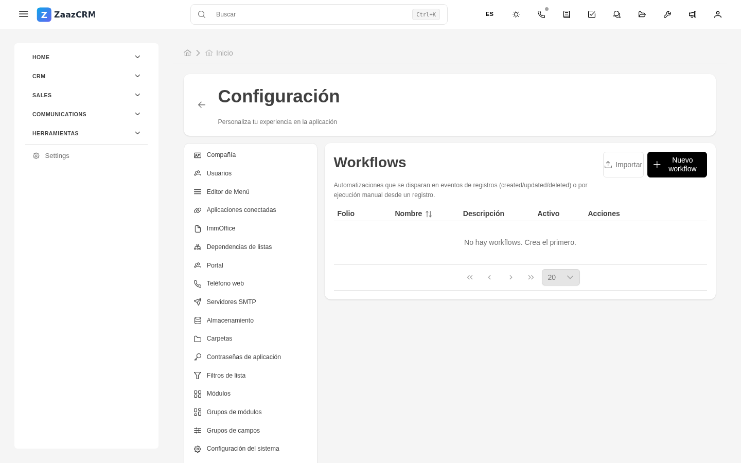 Screenshot: editor de flujos